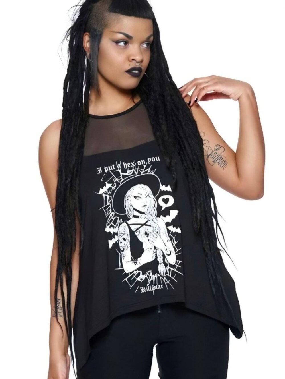 Killstar ✦ Hex Vest Top ✦ Sleeveless Mesh Gothic Graphic Longline Witch M NWT
